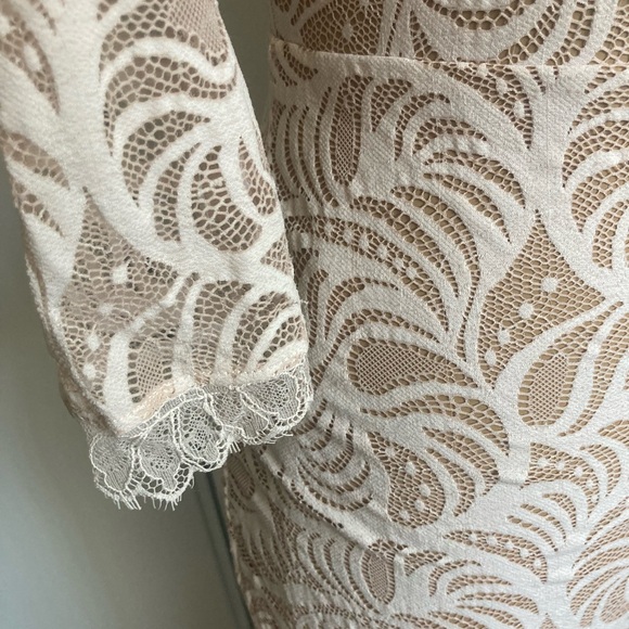 Grace Loves Lace discontinued stretch bridal midi gown ivory lace and tan liner - Picture 4 of 9